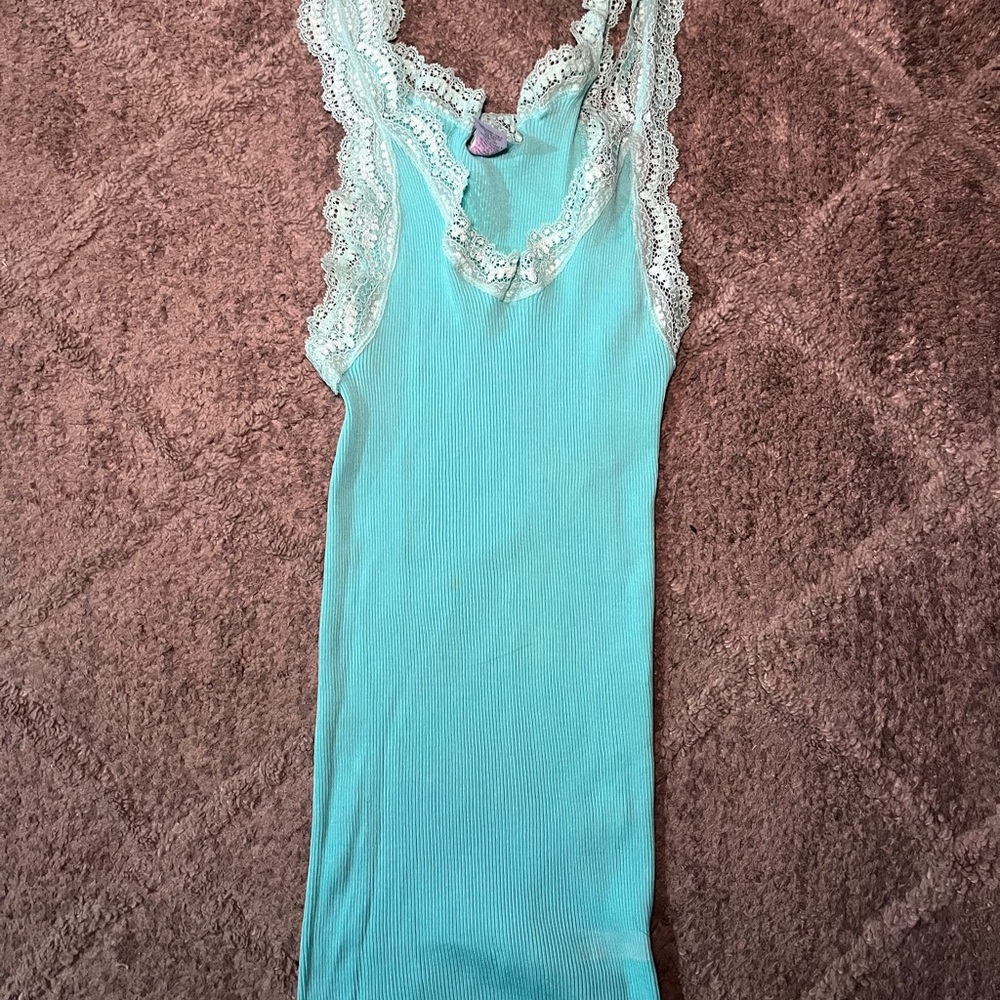 Mint Lace Trim Tank Top